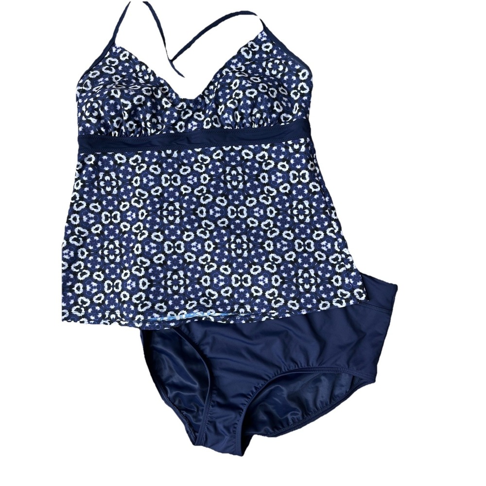Lands End Tankini Brief Bottoms Set Navy Blue Sz 14 2 Pieces‎ Beach Swim